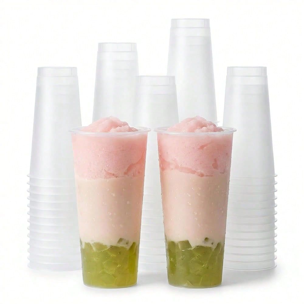 Coffee Tea Boba - Vasos de plástico duro esmerilado para